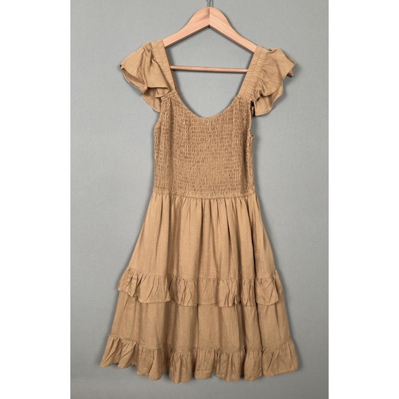 Leani Dresses & Skirts - LEANI Women's Ruffle Dress Boho‎ Smocked Babydoll Mini Dress Size Small